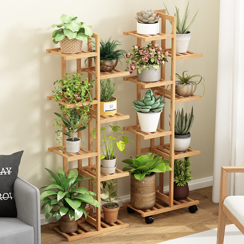 Nanzhu's new flower shelf storage rack floor-to-ceiling left and right flower pot rack home balcony living room decoration pothos storage rack
