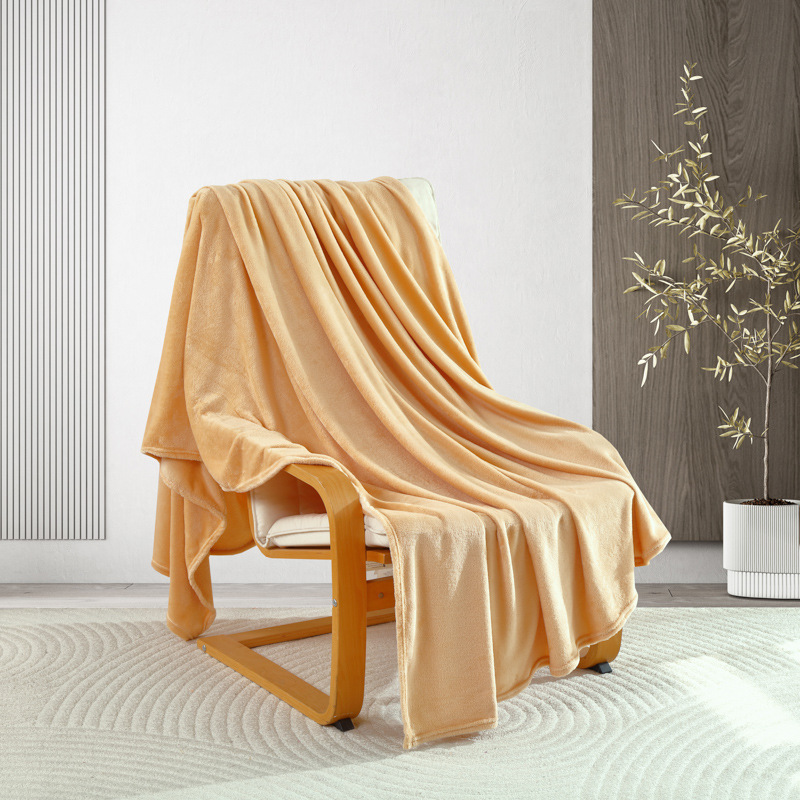 Picture of Flannel Blanket, Coral Fleece Solid Color Blanket, Nap Blanket, Office Shawl Blanket, Throw Blanket, Nap Blanket, Gift for Sales Promotion