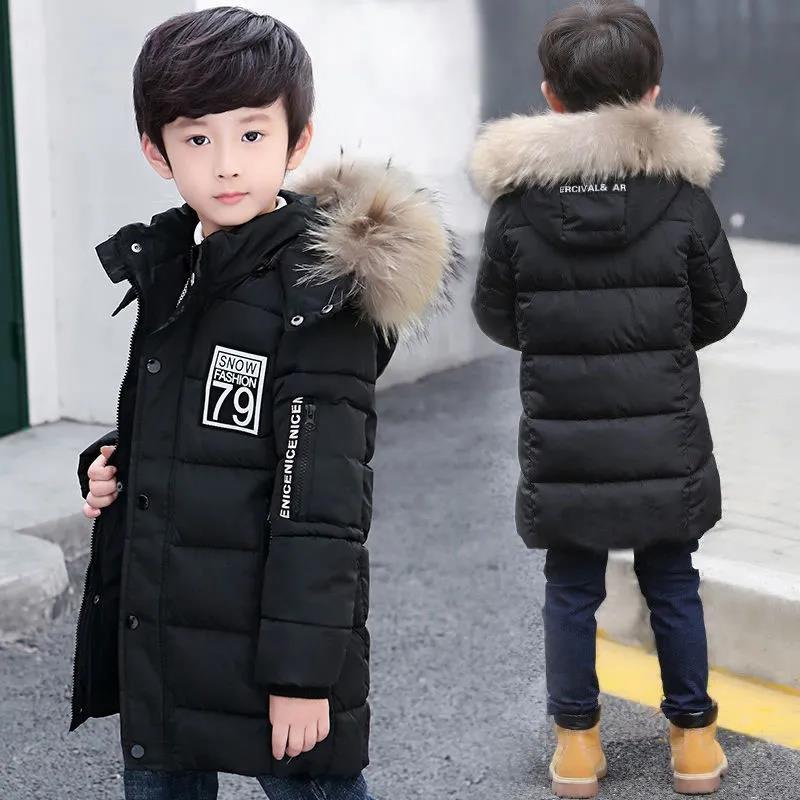 Boys' Cotton-padded 2021 New Thickened Warm Cotton-padded Coat Winter Mid-length Korean Style Children's Cotton-padded Coat Winter Coat Trendy