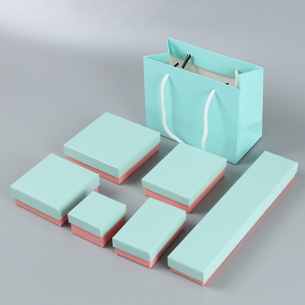 Jewelry Box blue cover Foundation jewelry box ring stud earrings necklace pendant bracelet gift box for one-piece delivery