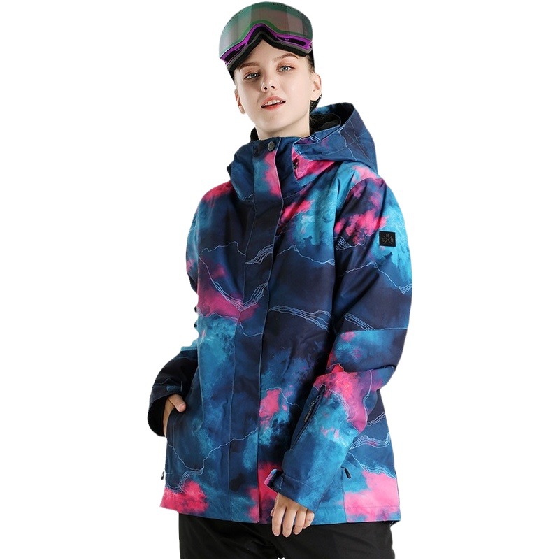 Smining Korean Style Ski Clothing for Women, Windproof, Waterproof, Breathable, Thickeneded and Warm, Northeast Snow Township Double Snowboard Women's Ski Clothing