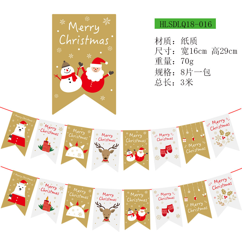 Picture of Christmas Decorations Christmas Pull Flag Hanging Flag Holiday Banner Party Decoration Paper Cartoon Christmas Pull Flower String Flag