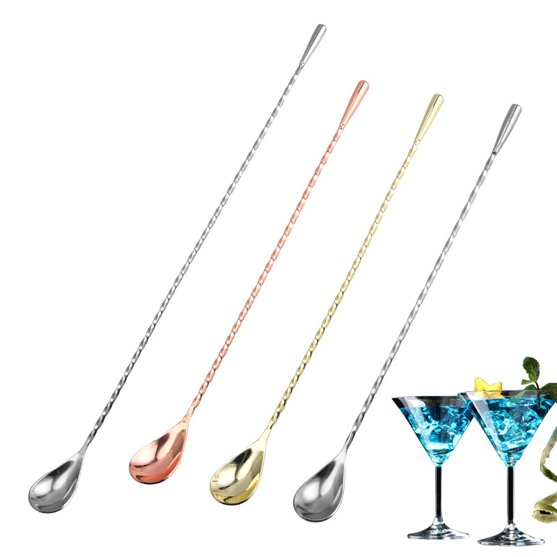 Picture of Tear Spoon Bar Spoon 304 Stainless Steel Drop Bar Spoon Thin Thread Bar Spoon Cocktail Mixing Spoon Bar Mixing Spoon Bar Mixing Spoon