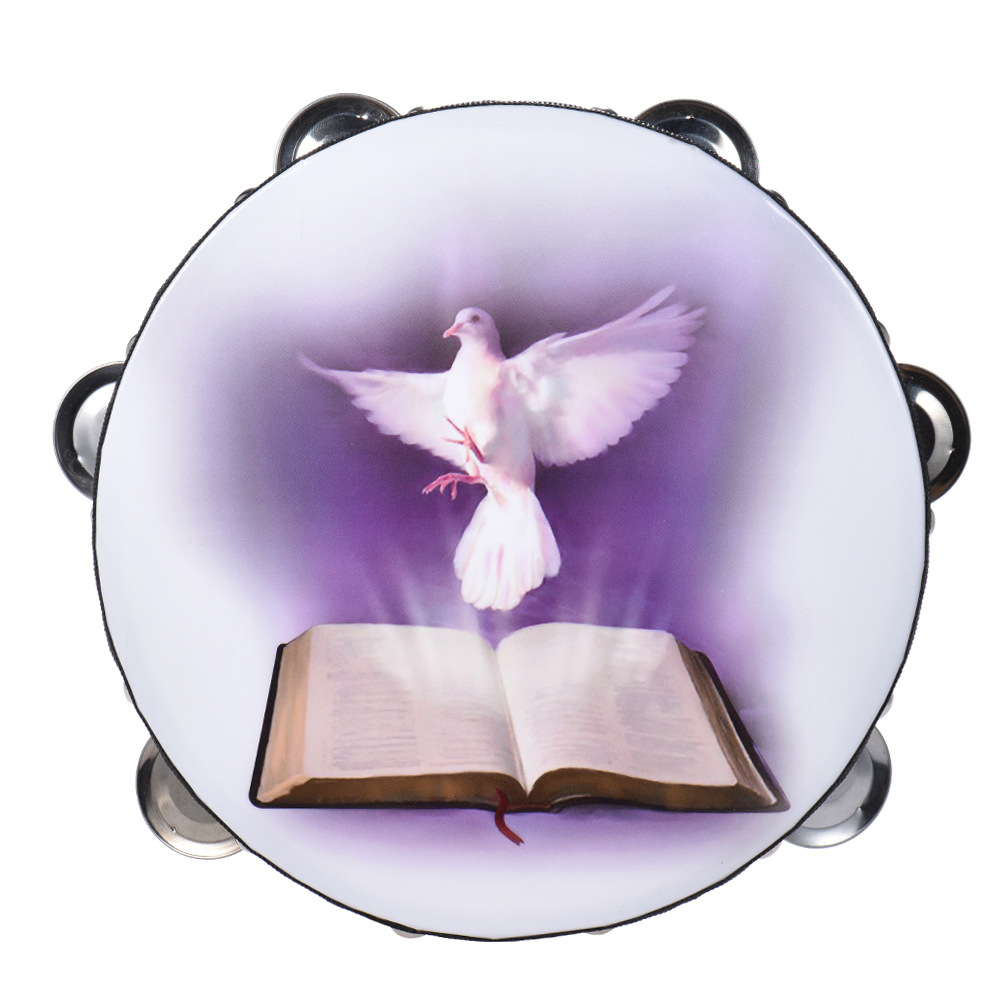 Peace Dove Tambourine Hand Drum 8inch 10inch Religious Church Bible Activity School Percussion Instrument Dove Drum
