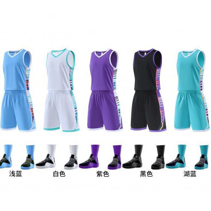 New Basketball Uniform Suit for Men and Women Printed Game Jersey Summer Children's Training Camp Team Uniform Vest Quarter Pants