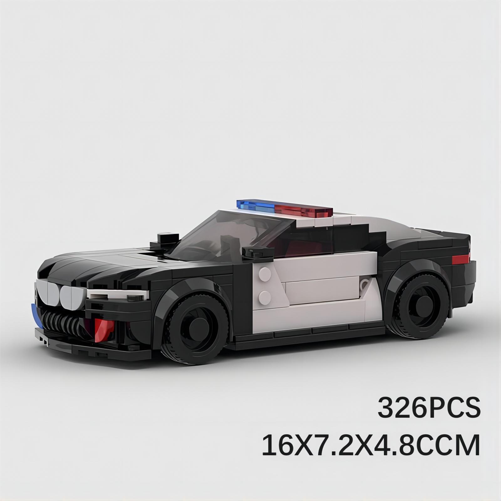 Picture of Compatible with Lego MOC building blocks small particles BMW M8 police car racing series 8 grid car puzzle assembled children's toys