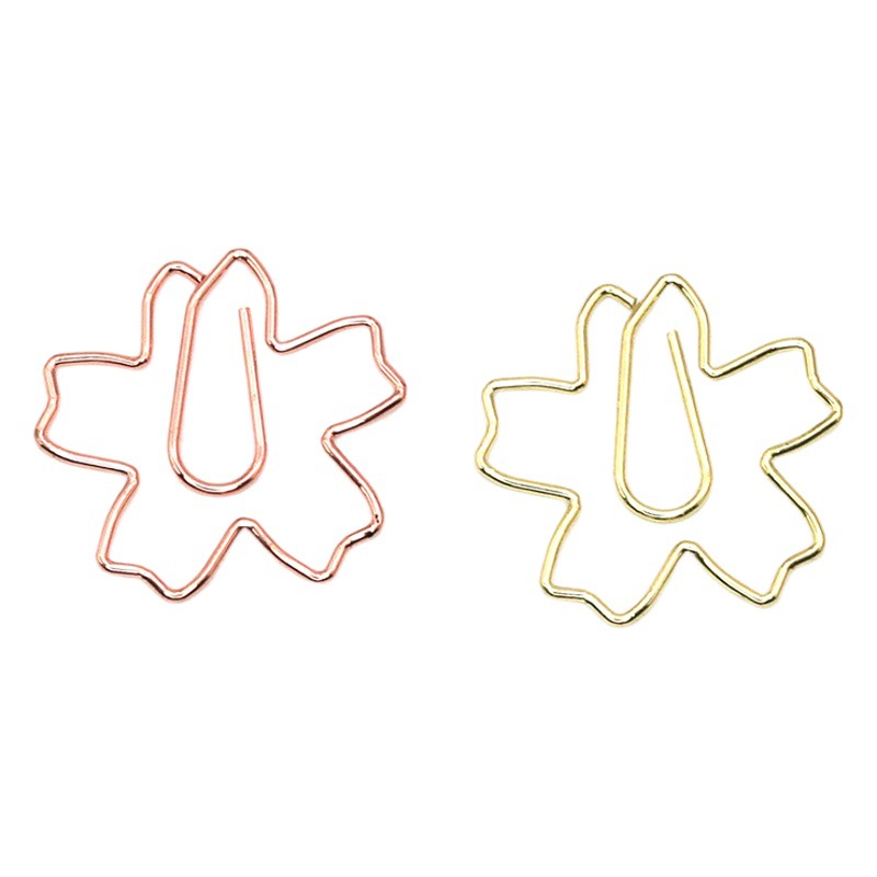 Cherry blossom shaped paper clip color cartoon shape creative love rose gold metal paper clip spot wholesale