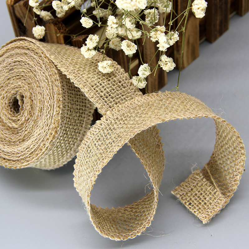 Picture of Linen Roll DIY Hand-Woven Knitted Natural Jute Fabric Multi-Size Edging Roll Cross-Border Edging Design