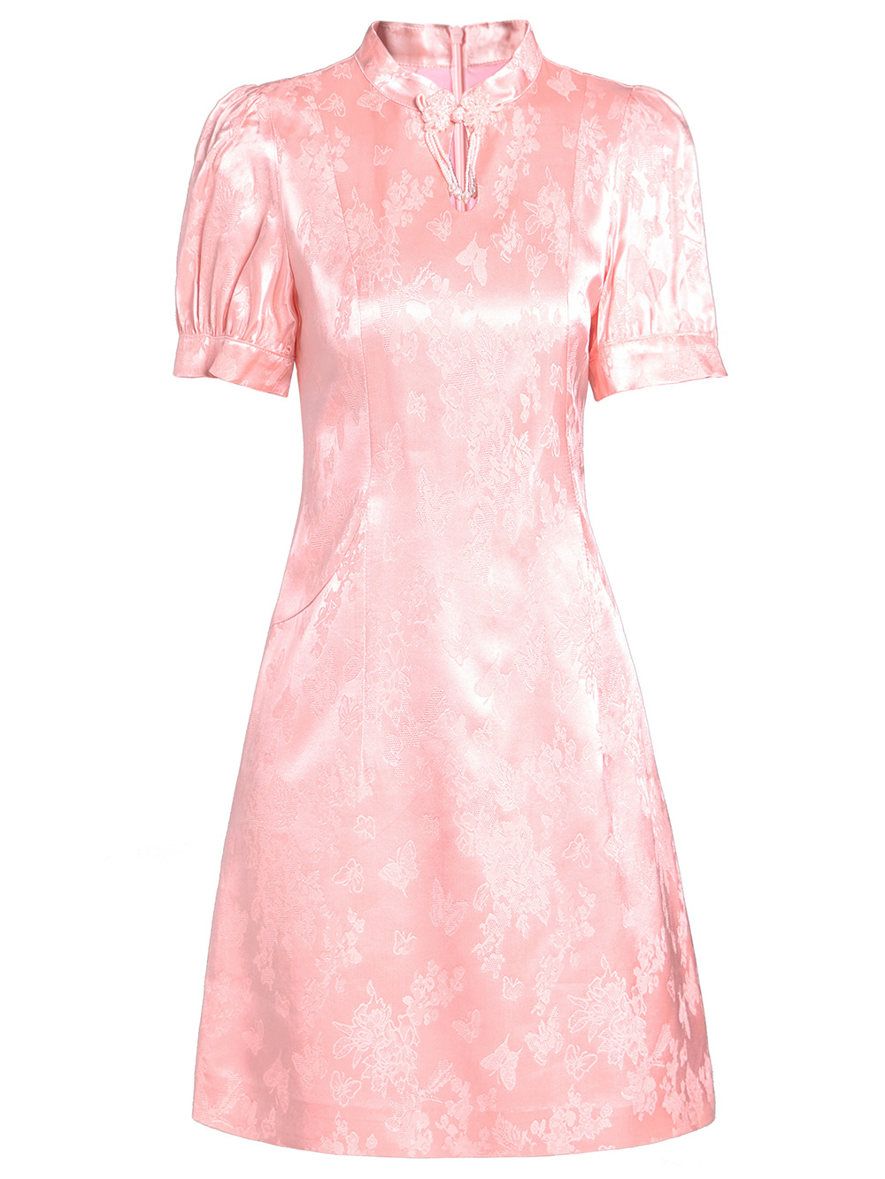 Picture of Zhili's Best Friend Improved Cheongsam Dress Stand Collar Plate Button Jacquard A-Line Dress Short Summer 2025 New Style