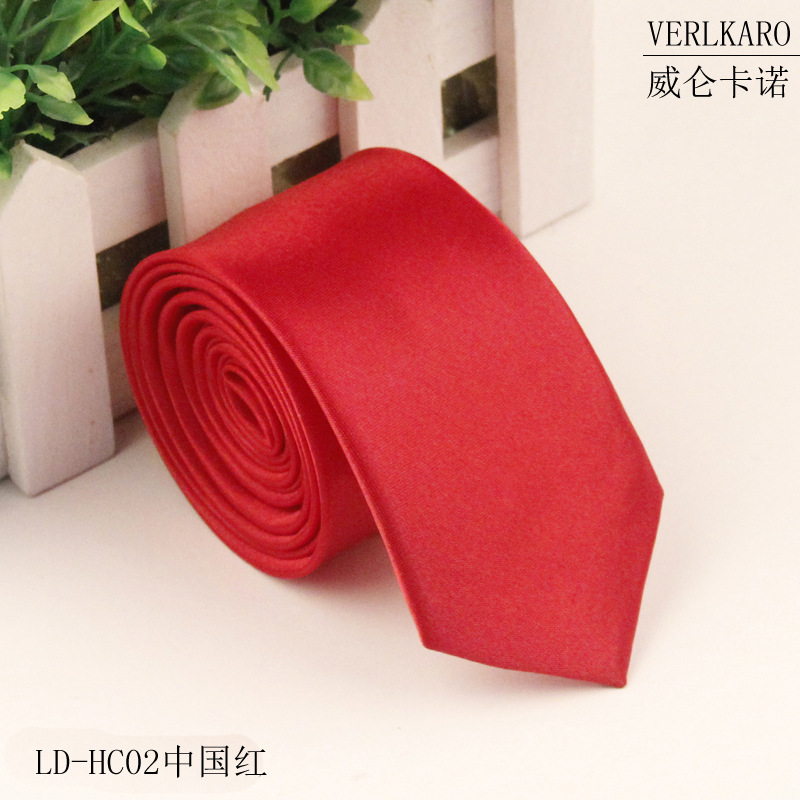 Picture of Leisure students 5cm solid color narrow version ins polyester silk business men's multi-color optional tie manufacturers in stock wholesale
