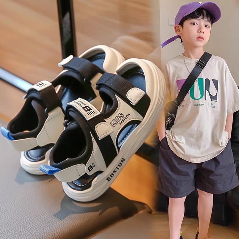 Boys' Shoes 2025 New Children's Sports Sandals Summer Girls' Large Children's Soft Bottom Baotou Anti-kick Beach Shoes