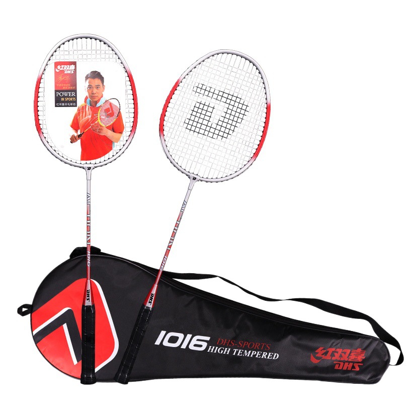 Dhs Double Happiness Badminton Racket Aluminum Alloy Steel Double Racket Set of 2 Pairs 1016 Badminton Racket for Home Use