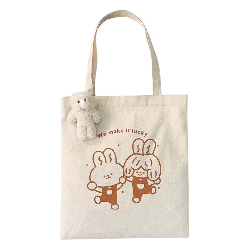 Korean Style New Arrival Canvas Bag Female Student Fresh Style Shoulder Bag Large Capacity All-match Artistic Japanese Style Zipper Tote Bag