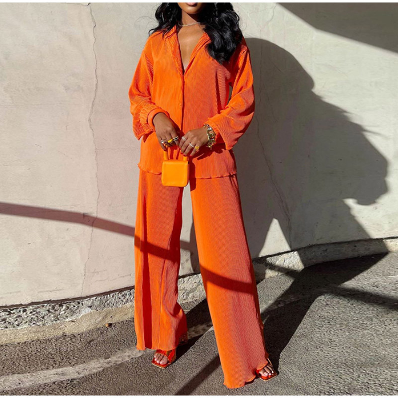 Picture of 2023# European and American Women's Amazon Independent Station Hot Explosions Sexy Pleated Loose Casual Multicolor suit