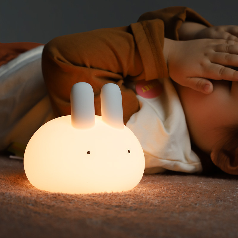 MUID balls rabbit silicone pat night light cartoon cute bedside lamp bedroom dormitory sleep lamp desktop ornaments