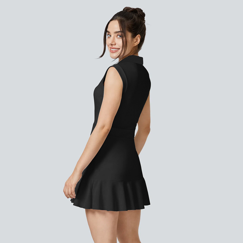 Picture of European and American Lapel Golf dress Women's Belt Chest Pad Outdoor Sports Badminton Skirt Anti-walking Tennis Skirt
