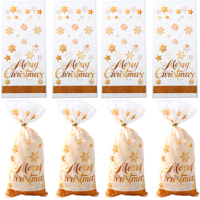 Spot Opp Flat Bag Christmas Series Transparent Plastic Bag Santa Claus Snowflake Candy Cookie Packaging Bag