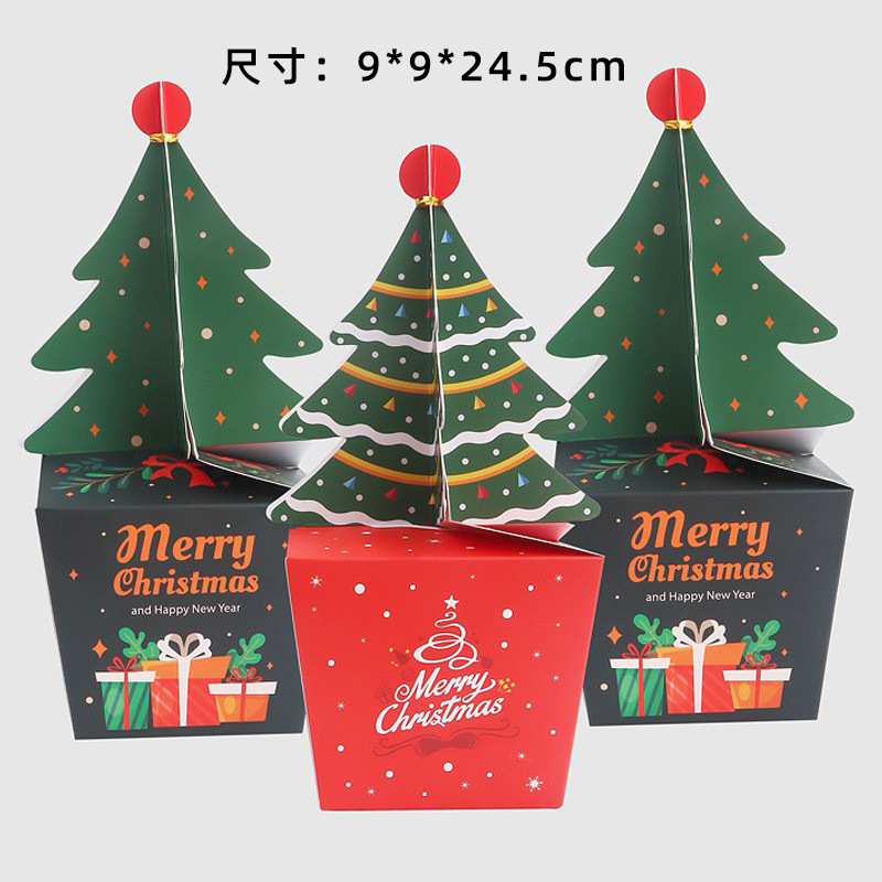 Creative Christmas Eve Christmas Tree Shape Gift Box in stock Children Cartoon Candy Gift Paper Empty Box