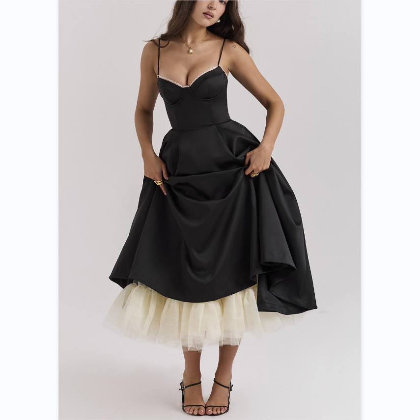 Picture of European and American sexy women's cross-border Amazon new strap V-neck sleeveless dress pettiskirt long skirt