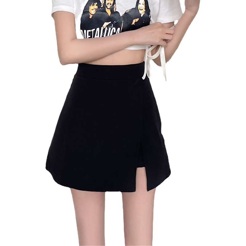 2022 Summer New Large Size Chubby Girl Skirt Women's High Waist Anti-Light Split Skirt Slimming A- line Hip Skirt
