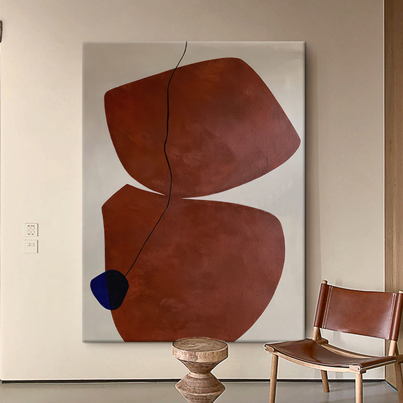 Time Poverty Style Decorative Painting Living Room Pure Hand-painted Abstract Oil Painting Model Room Vertical Color Block Background Wall Hanging Painting