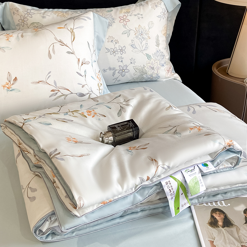 Picture of Class A 60S Tencel Summer Quilt Four-piece Lyocell Fiber Summer Quilt Machine Washable Air-conditioning Quilt Summer Thin Quilt
