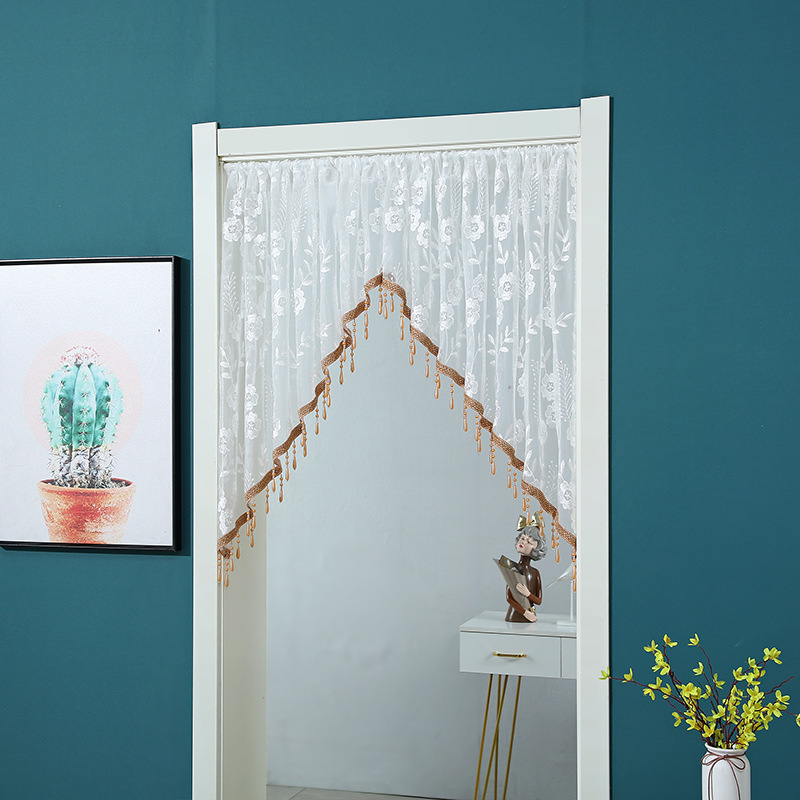 Picture of American Style Light Luxury Pendant Gauze Curtain Non-perforated Door Curtain Embroidered Half Triangle Curtain New Style Bedroom Entrance Partition Decoration