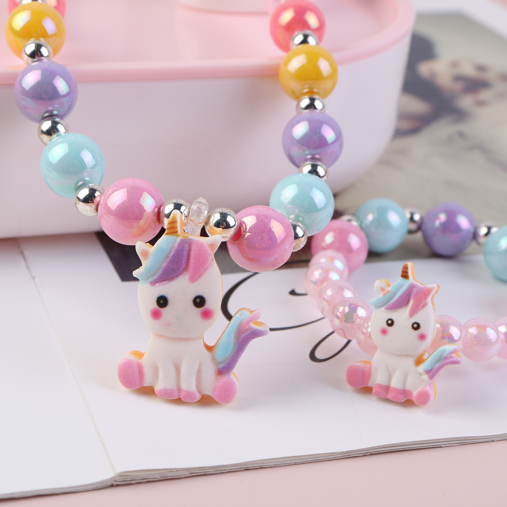 Picture of Amazon New Kidsren's Necklace Unicorn Bead Set DIY Kidsren's Jewelry Girls Ring Necklace Wholesale