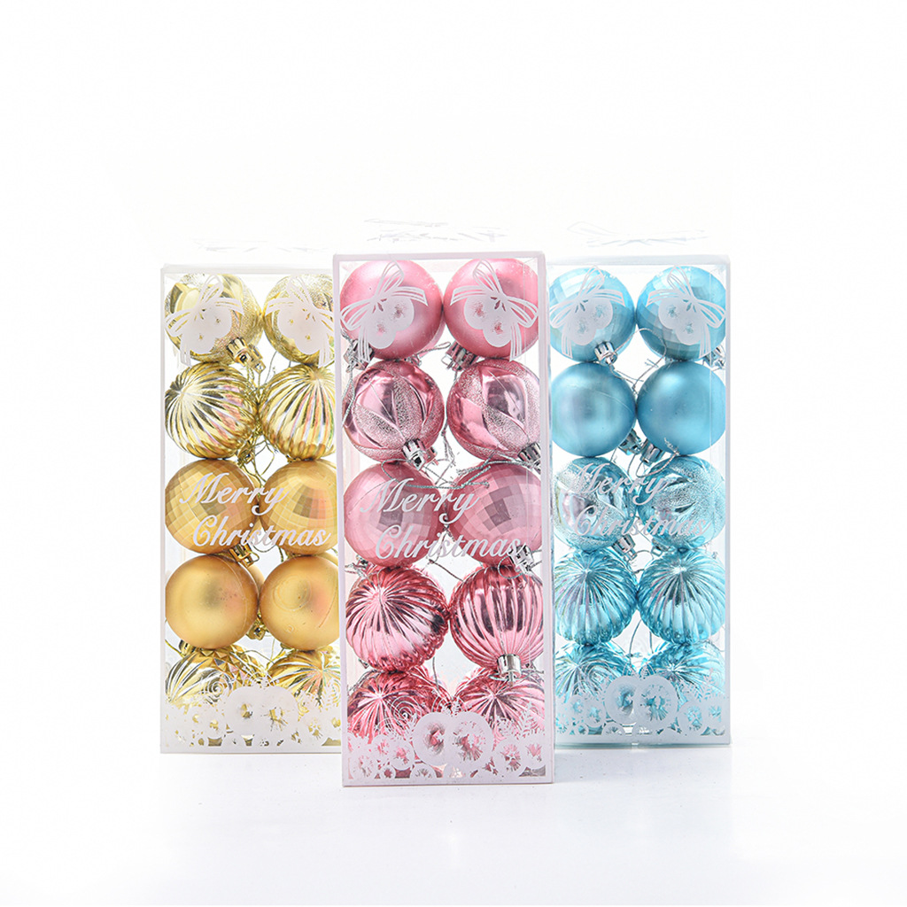 Cross-border new plastic plating special-shaped 5cm Christmas ball Christmas tree decoration ball 20 barreled pendant suit