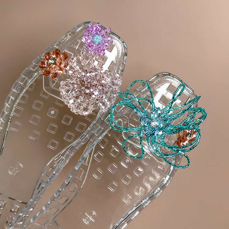 Korean Jelly Shoes, Clogs, Accessories, Crystal Shoe Flower Decoration, High-End Colorfulful Bead Flower Shoe Buckles, DIY Shoe Buckles