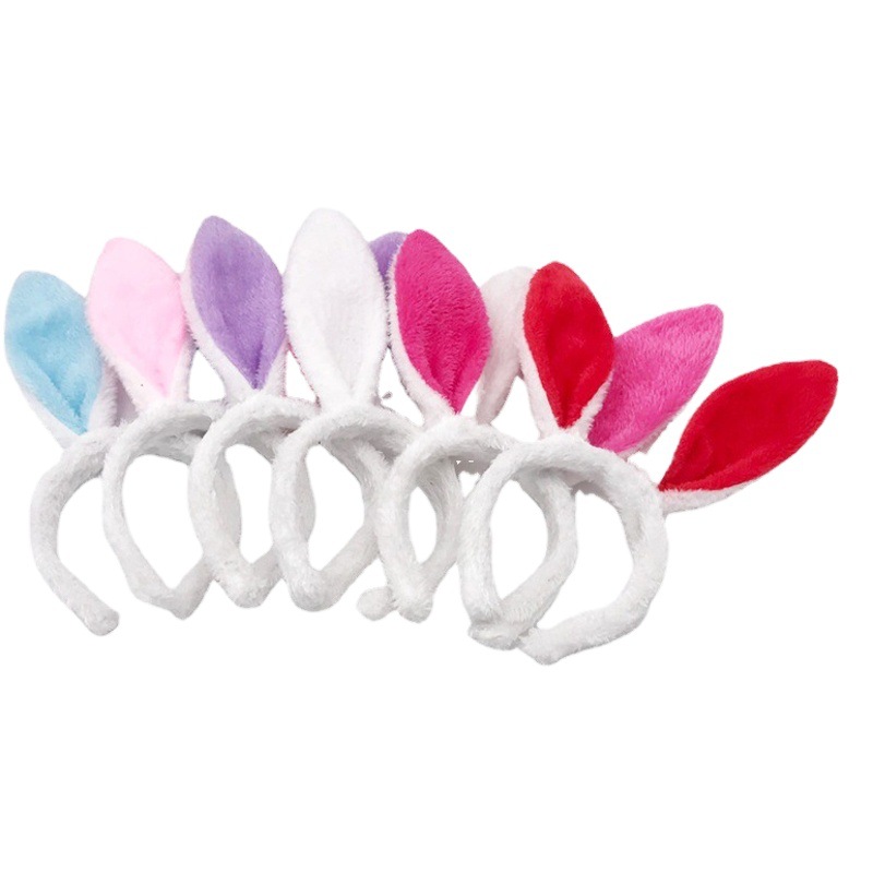 Cross Border in stock Easter Halloween Plush Sequins White Bunny Ears Show Headband Headband Bunny