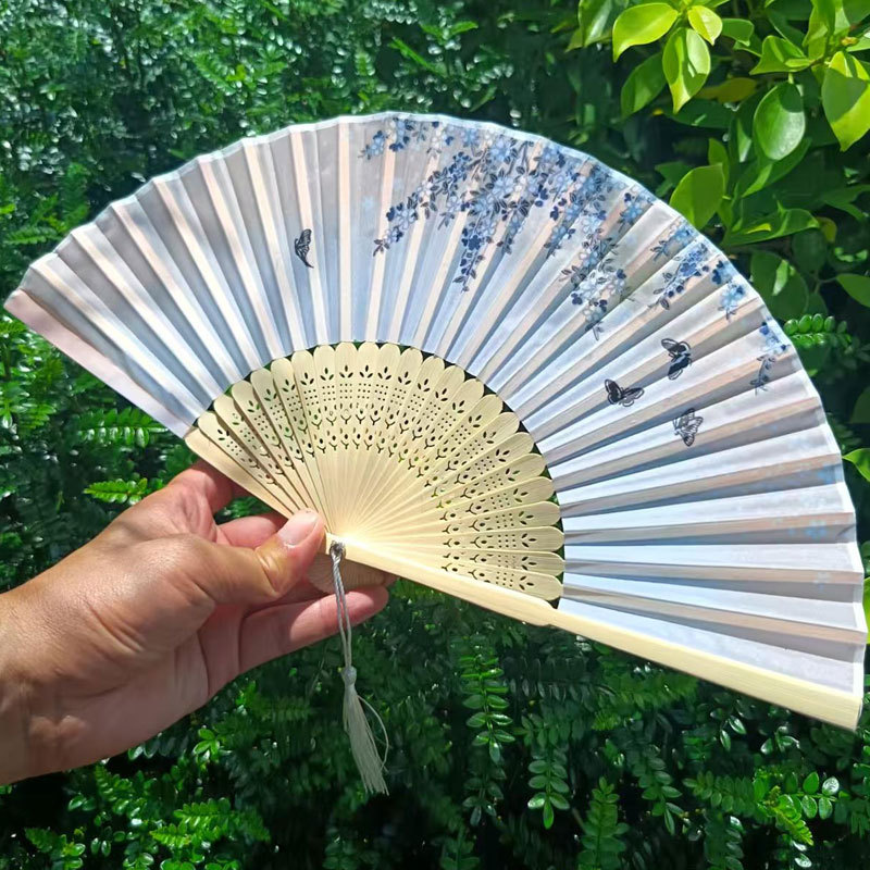 Picture of Folding Fan Bamboo Ancient Fan Student Girl Chinese Style Small Fan Scenic Spot Export Wholesale Retail Gift Decorative Fan