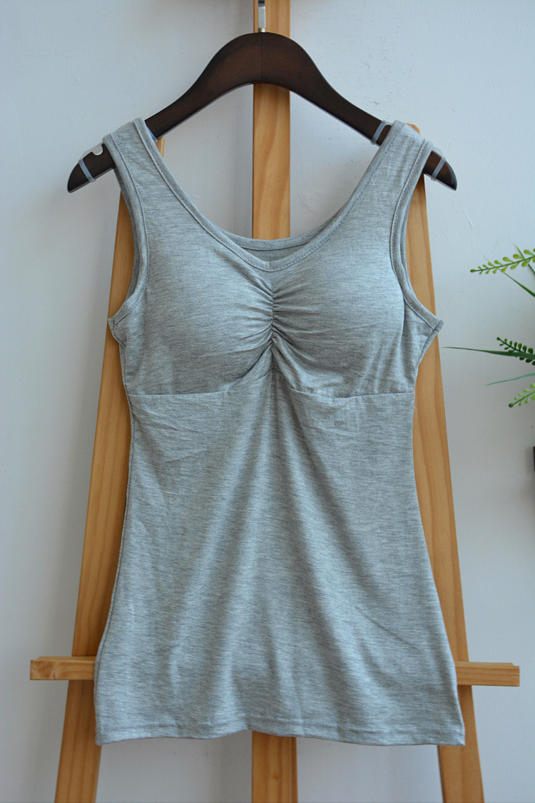 Picture of Candy Color Steel Ring Comfortable Base Solid Color Sling Bust Cotton Vest Belt Chest Pad No Wear Bra Vest Sports Large Size