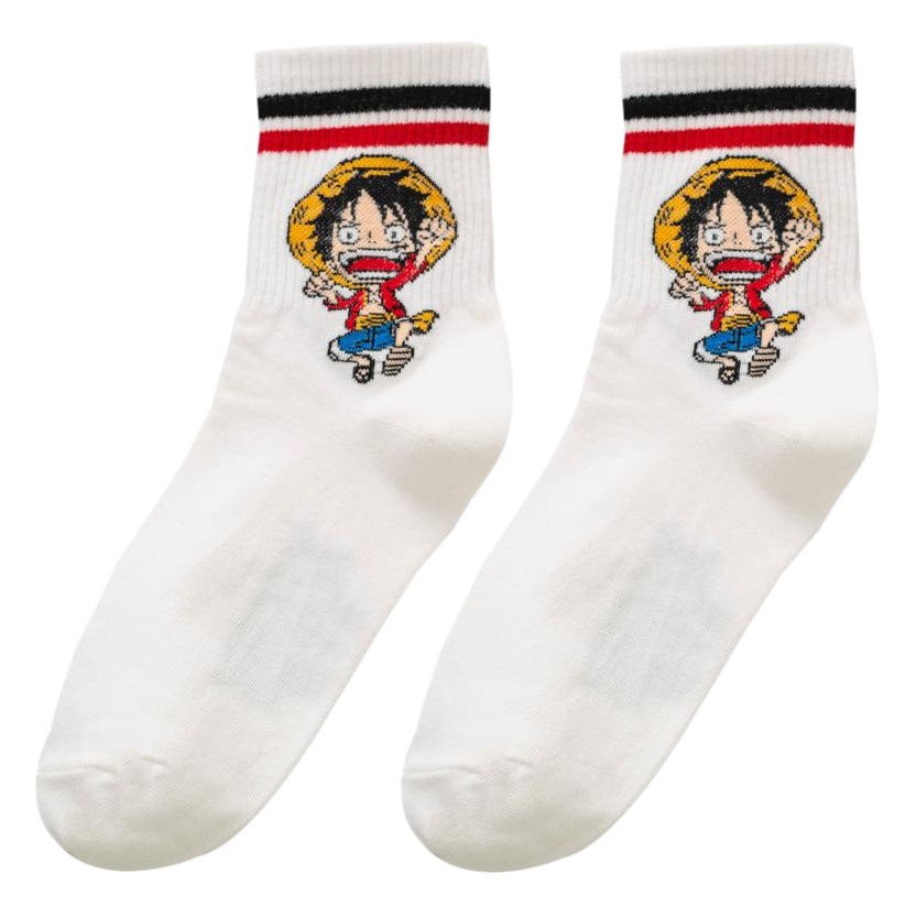 Spring and Summer New Cotton Women's Socks Cartoon Cartoon Luffy Jobar Socks Striped Cotton Socks Japanese Style Short Socks Trendy