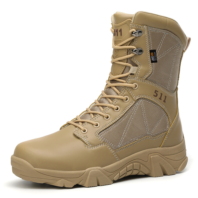 Men's Shoes, Outdoor Work Boots, High-Top Lace-Up Large-Toe Leather Boots, Autumn and Winter Large Size Cross-Border Thick-Soled Hiking and Mountaineering Shoes for Men