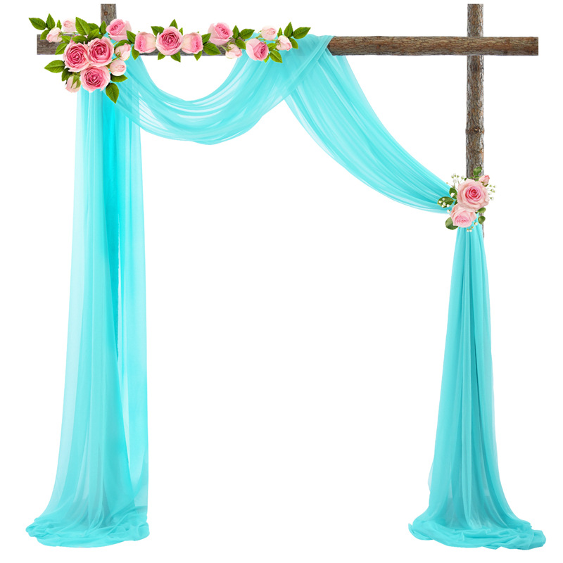 Picture of Cross-Border Popular Wedding Forest Lawn Outdoor Arch Decoration Wedding Arrangement Curtain Pearl Chiffon Gauze Curtain