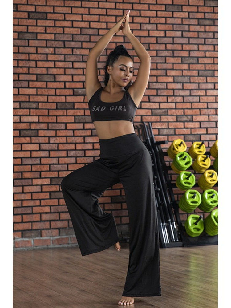 Cross-border Explosions Solid Color Slim Fit Wide Leg Yoga Pants Fitness Pants Women's Autumn and Winter Sports Pants Loose Flared Pants