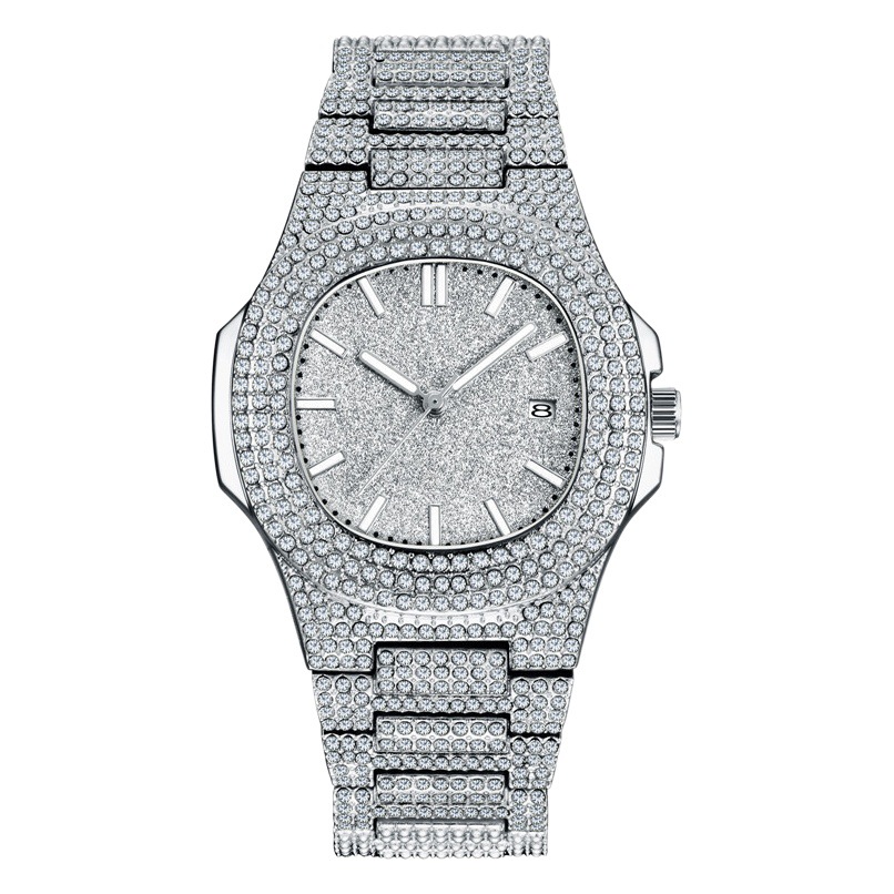 Foreign trade new brand watches men's hip-hop diamond star giant flash gold calendar quartz watch a generation of hair