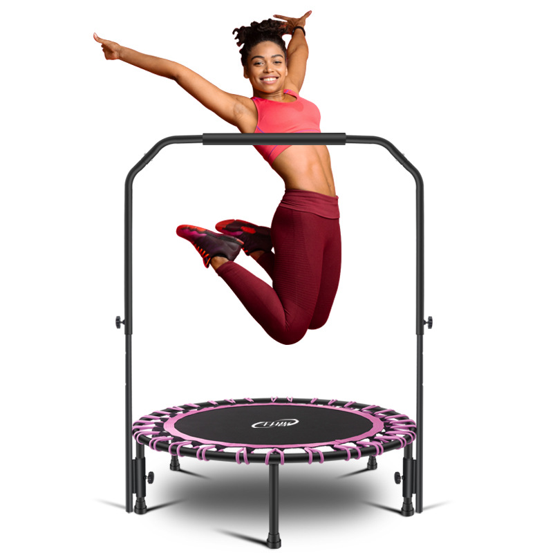 Adult Round 40inch Fitness Trampoline Children's Indoor and Outdoor Fitness Equipment with Handrails Jumping Trampoline Bouncy Bed