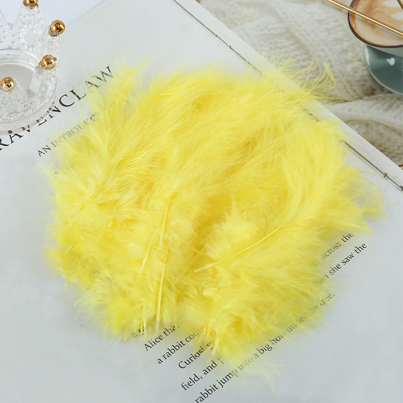 Picture of Feather decoration color turkey feather pointed tail velvet dream catcher net material wave ball gift box filler shooting props