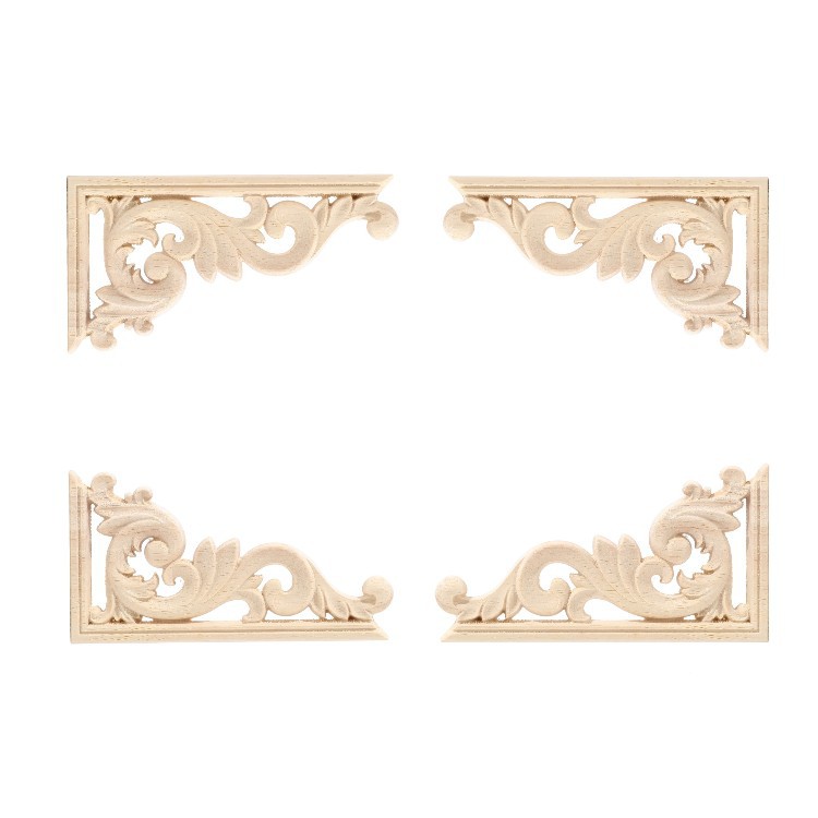 Picture of Dongyang Wood Carving European Applique Solid Wood Diagonal Flower Cabinet Door Long Flower Piece Furniture Decorative Accessories Wholesale and Retail