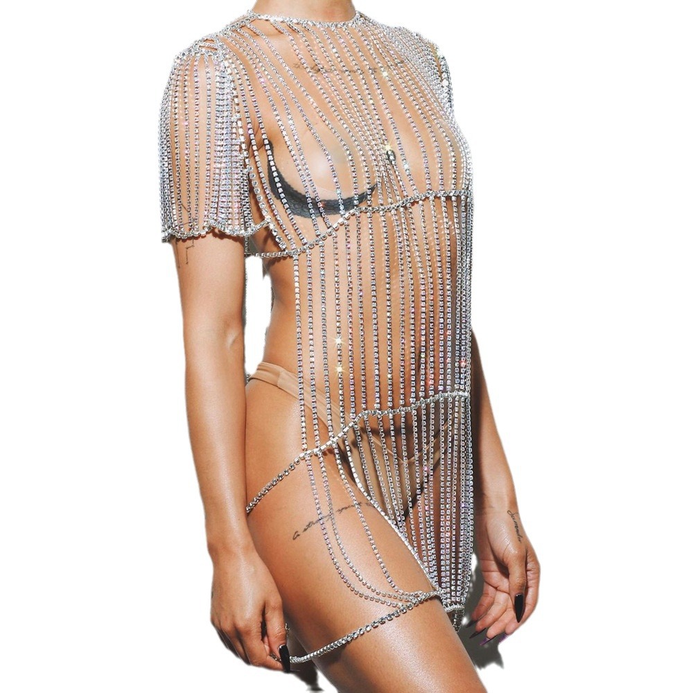 Picture of New Fashion Sexy Ladies Body Chain Super Shiny Rhinestone Long Tassel Body Chain Dress Clothing Accessories