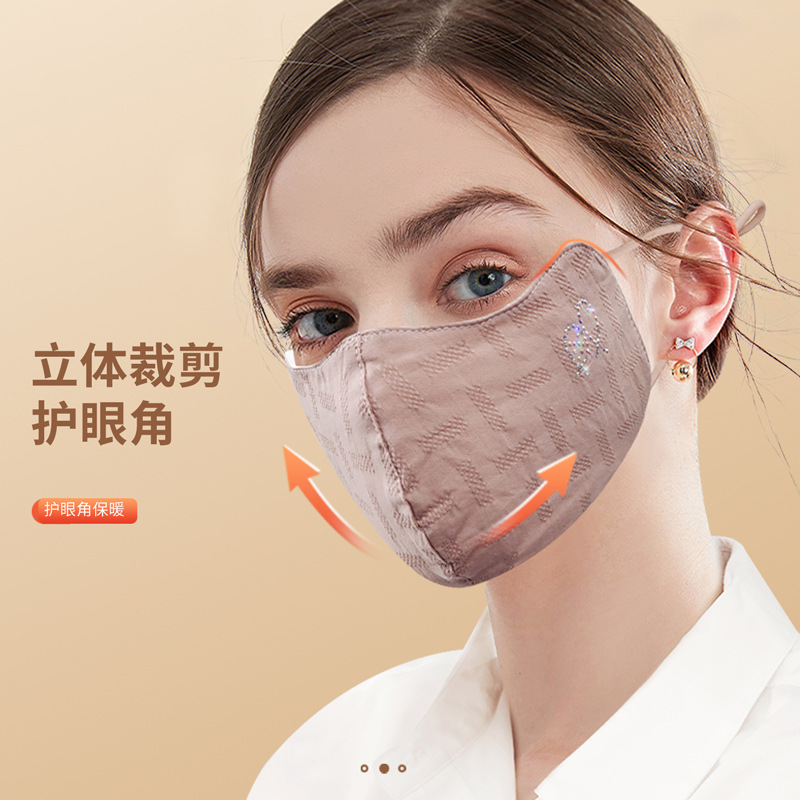 Picture of Autumn and Winter Warm Masks for Women, Eye Protection, Cycling, Dustproof, Windproof, Cold-Proof, Thickened Pure Cotton 3-Layer Cotton Cloth Masks Wholesale