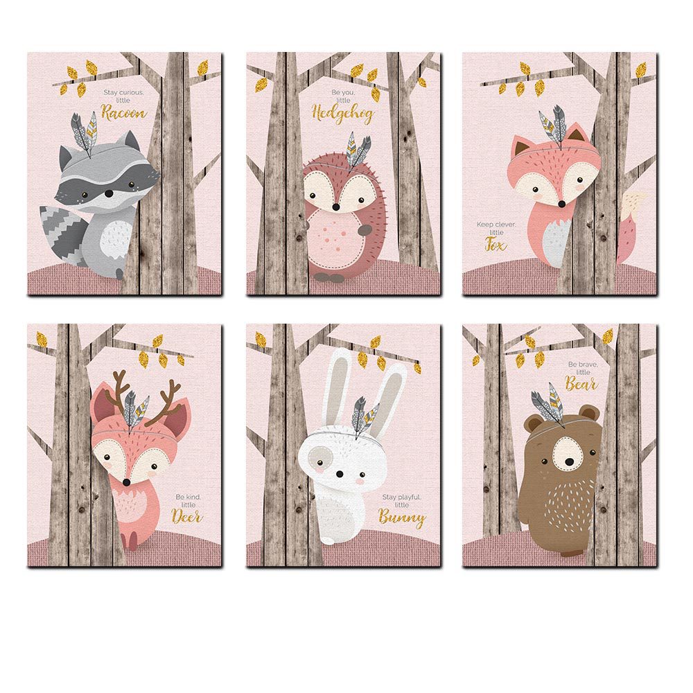 Modern Simple Nordic Style Cartoon Animal Living Room Sofa Children's Room Hanging Picture Background Wall Decorative Painting Core Wall Painting