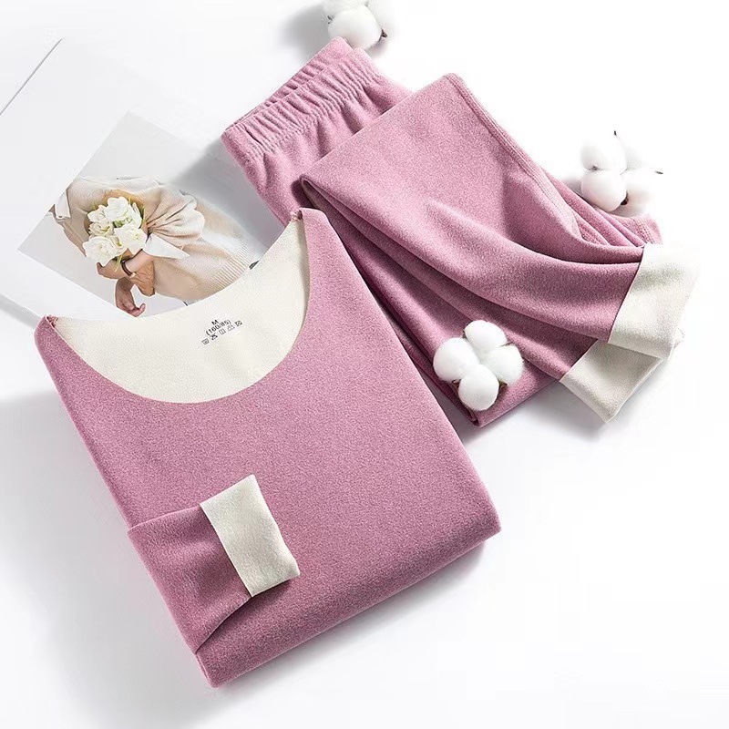 Picture of Women's seamless thermal underwear set Deab side double-sided velvet sanding men's autumn clothing pants women's warm clothing wholesale