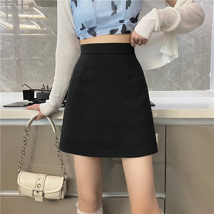 Picture of Black Crotch Covering Skirt Women's Autumn 2023 New High Waist Slim A- line Hip Skirt Small Short Skirt