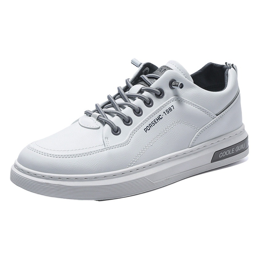 Spring Men's Shoes New Breathable White Shoes Men's Korean Version Versatile Thick-Soled Sports and Leisure Sneakers Leather Shoes Trendy Shoes