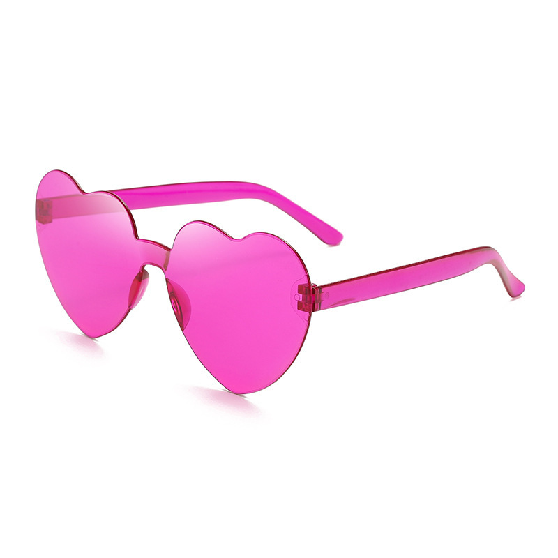 Picture of New love sunglasses jelly color frameless heart-shaped conjoined glasses dazzling color heart sunglasses