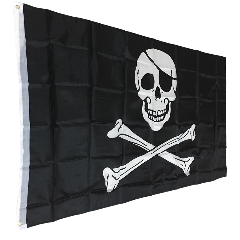 Cross-Border Supply Manufacturer Direct Sales Halloween Flag Polyester Fabric Screen Printing 90*150cm Skull Pirate Flag Flagpole