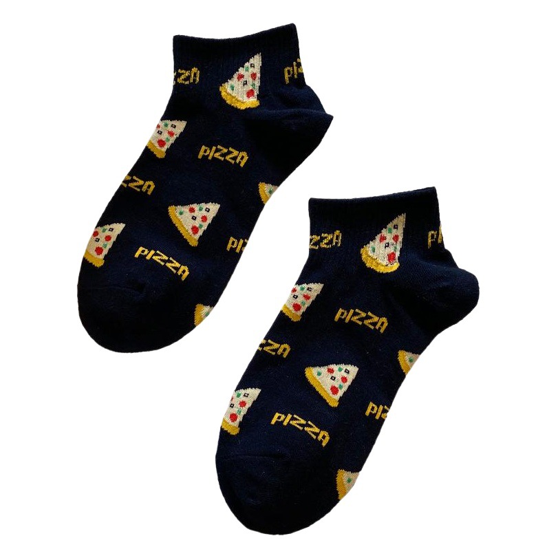 Spring and Summer New Women's Short Low-Cut Boat Socks, Thin Japanese-Style Cute Cartoon Hamburger and Fries Korean Sweat-Absorbent